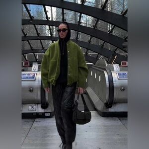 Zara Oversized Boucle Bomber Jacket